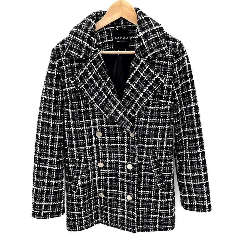 Bagatelle NWT Tweed Pea Coat Double Breasted Jacket // S